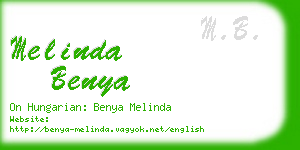 melinda benya business card